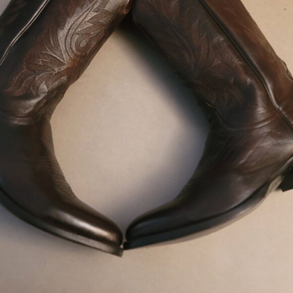 LUCCHESE Carson M1023 J4 Dark Brown Calf Skin Cowboy Western Boots Men's SZ 9.5D - Picture 14 of 15